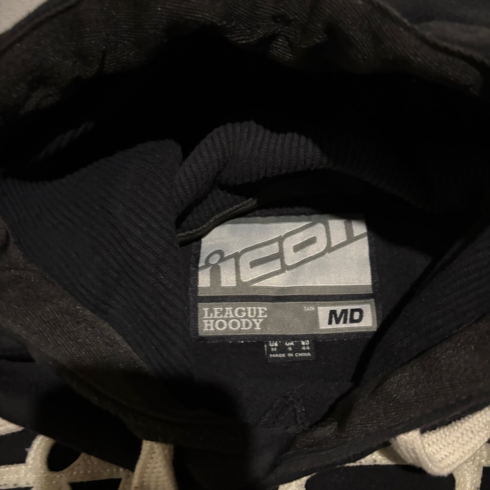 Icon Motorsports Pullover Hoodie Size Medium Embroidered‎ Logo Biker Y2K Grunge - Picture 3 of 8